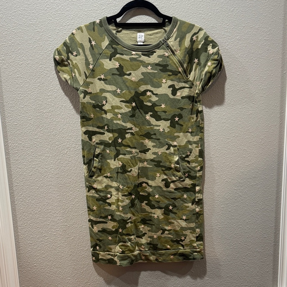 🪖 Gap Kids Camouflage Short Sleeve Dress – SZ XXL 💚🖤